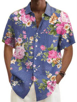 Men's Summer Daily Wear Short Sleeve Lapel Stylish Shirt