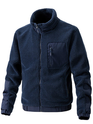 Men's Stand Collar Fuzzy Autumn Winter Coat