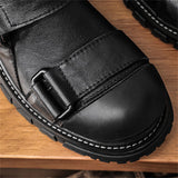 Men's Fashion British Style Round Toe Leather Low Top Boots