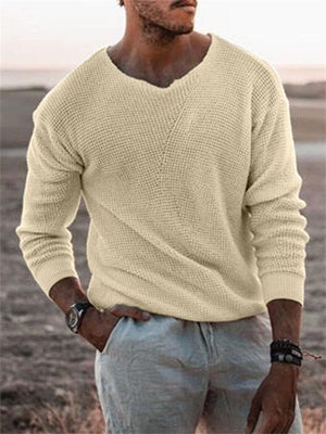 Winter British Style Loose Knitted Ribbed Sweater for Men