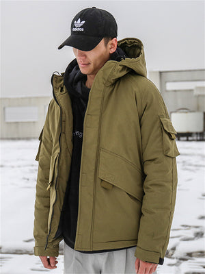 Men's Thermal Hooded Zipper Windproof Padded Coat