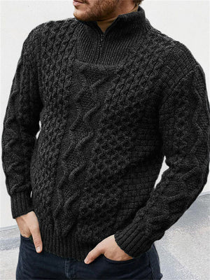 Men's High Neck Cable Knit Casual Winter Sweater