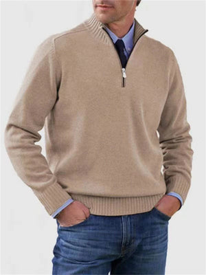 Men's Fall V Neck Half Zip Keep Warm Knit Sweater