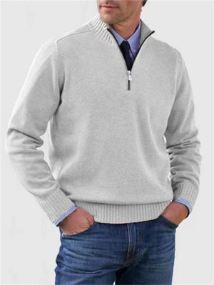 Men's Fall V Neck Half Zip Keep Warm Knit Sweater