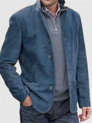 Men's British Simple Style Suit Collar Button Up Coat