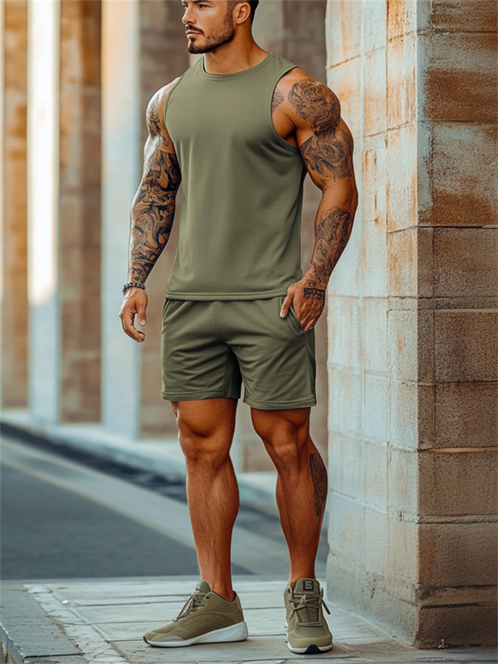 Men's Casual Vest + Knee Shorts Sports Set