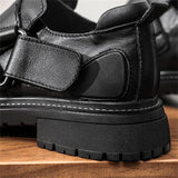 Men's Fashion British Style Round Toe Leather Low Top Boots