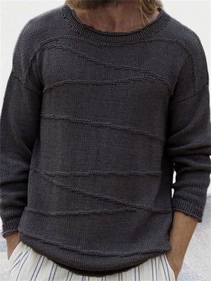 Men's Winter Leisure Crew Neck Long Sleeve Knitted Sweater