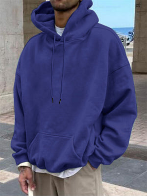 Men's Pure Color Pullover Oversized Brushed Hoodies