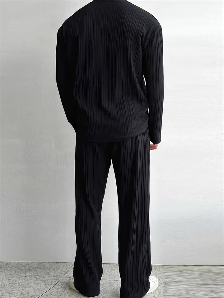 Stylish Comfy Long Sleeved V-Neck Set for Men