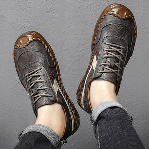 Men's Soft Sole Breathable Leather Lace Up Fashion Sneakers