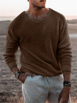 Winter British Style Loose Knitted Ribbed Sweater for Men