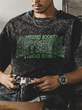Men's Paisley Letter Printed Crew Neck Shirts