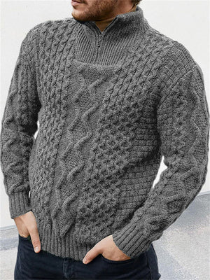 Men's High Neck Cable Knit Casual Winter Sweater