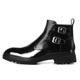Men's Punk Glossy High-top Thick Sole Side Zip Boots