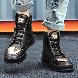 Street Dance Metal Lace Up High Top Martin Boots for Men