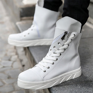 Street Style Thick Sole High Top Zipper Boots for Male Rapper