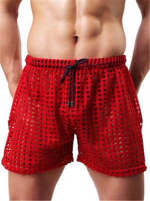Mens Sexy Breathable Hollow Out Loose Shorts