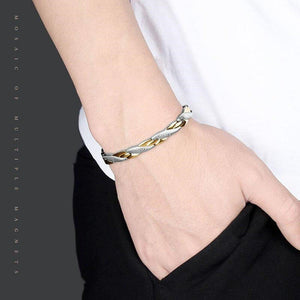 Fashion Chain Silver Gold Bracelet Magnetic Therapy Stainless Steel Single Row Bracelet for Men