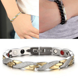 Fashion Chain Silver Gold Bracelet Magnetic Therapy Stainless Steel Single Row Bracelet for Men