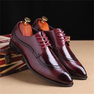 Mens Fashion Casual Business Low-Top Solid Color Leather Shoes 