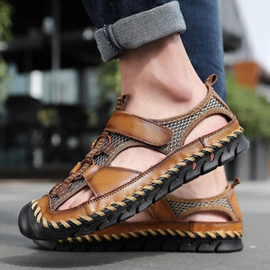 New Breathable Men Casual Soft Cowhide Leather Sandals