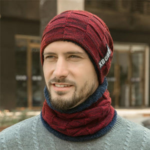 Slouchy Beanie Hat Scarf Set Warm Knit Hat + Infinity Scarf