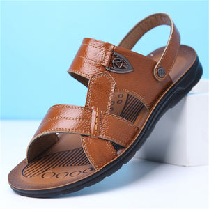 Summer Men's Large Size Beach Genuine Leather Sandals