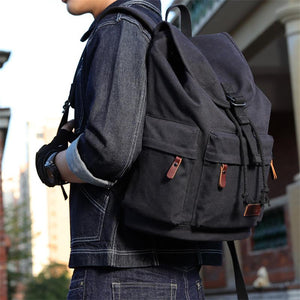 Men Retro Daily Canvas Backpack With USB Charging Port
