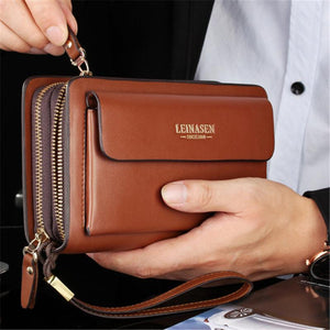 Men's Casual Business Waterproof Leather Large-Capacity Handbags