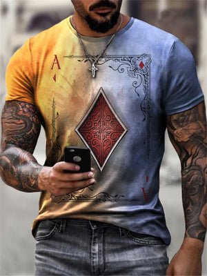 Casual Fashion Poker Print Personality Short Sleeve T-Shirts