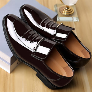 Business Pointed Toe Slip-on Patent Leather Men's Dress Shoes