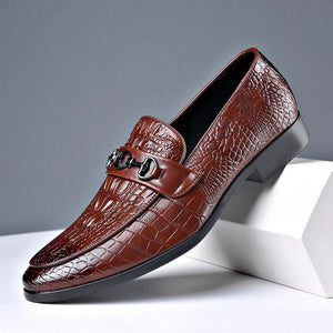 Slip On Style Business Crocodile Pattern Soft Dress Shoes
