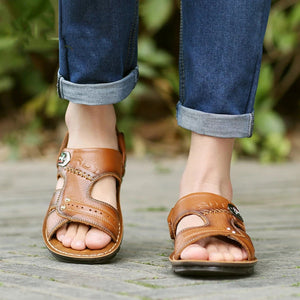 Summer Lightweight Slip-On Genuine Leather Sandals
