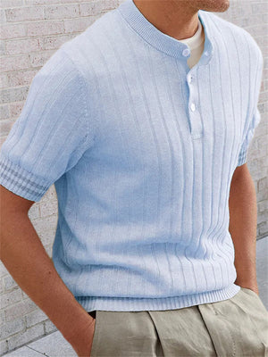 Men's Stylish Chic Button Lapel Short Sleeve Sweaters