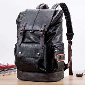 Men's Vintage Style Zipper Adjustable Shoulder Strap PU Backpacks