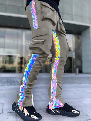 Men's Fashion Rainbow Reflective Track Pants