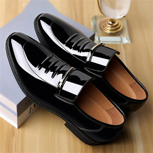 Business Pointed Toe Slip-on Patent Leather Men's Dress Shoes