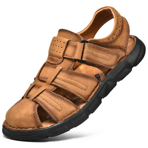 Casual Cow Leather Flat Sole Men's Sandals