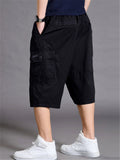 Mens Loose Stitching Pure Color Cropped Sweatpants