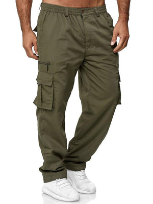 Men's Casual Multi-Pocket Loose Straight-Leg Outdoor Fitness Cargo Pants
