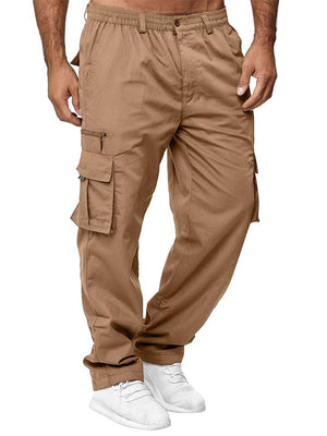 Men's Casual Multi-Pocket Loose Straight-Leg Outdoor Fitness Cargo Pants
