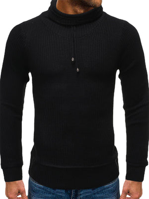 Drawstring Turtleneck Long Sleeve Sweater for Men