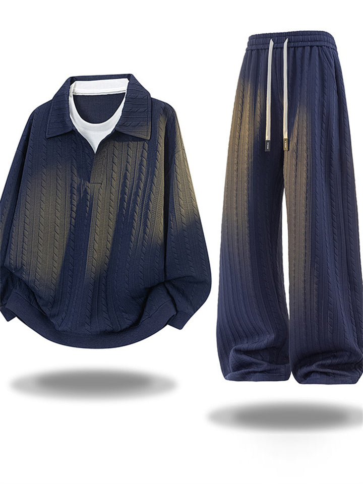 Comfort Textured Jacquard Loose Fit Daily Wear Set for Men