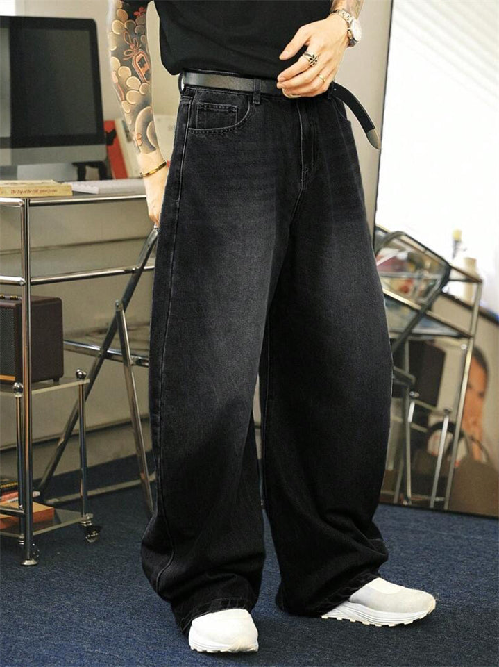 Men's Retro Urban Barrel Fit Baggy Washed Denim Jeans
