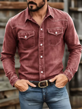 Mens Cool Western Style Long Sleeve Button Down Shirts