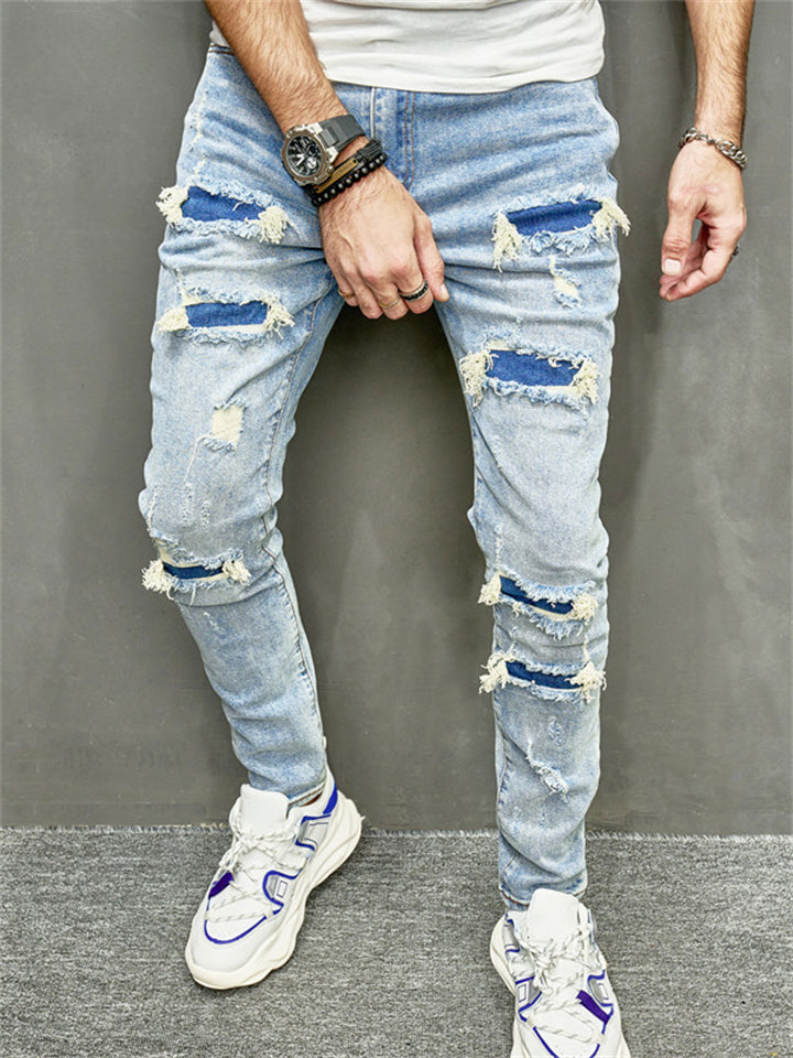 Men's Fashion Streetwear Skinny Ripped Jeans
