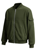 Men Corduroy Zip Up Cargo Pocket Flight Bomber Jacket