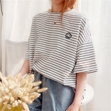 Puppy Owner Smiley Face Leisure Striped Sweatshirt