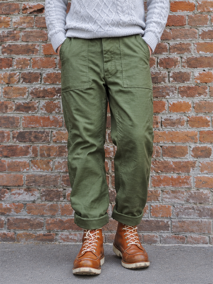 Men's Straight Leg Vintage Cotton Military Fatigue Pants